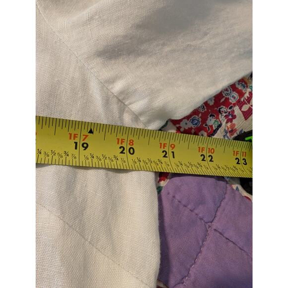 Vtg Richard Malcolm Irish Linen Ecru Embroidered Flowers Button Front Shirt Sz M - Picture 10 of 11